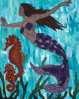 Mermaid with Seahorses (16 x 20) - $600