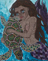 Mermaid with Turtle (16 x 20) - $750